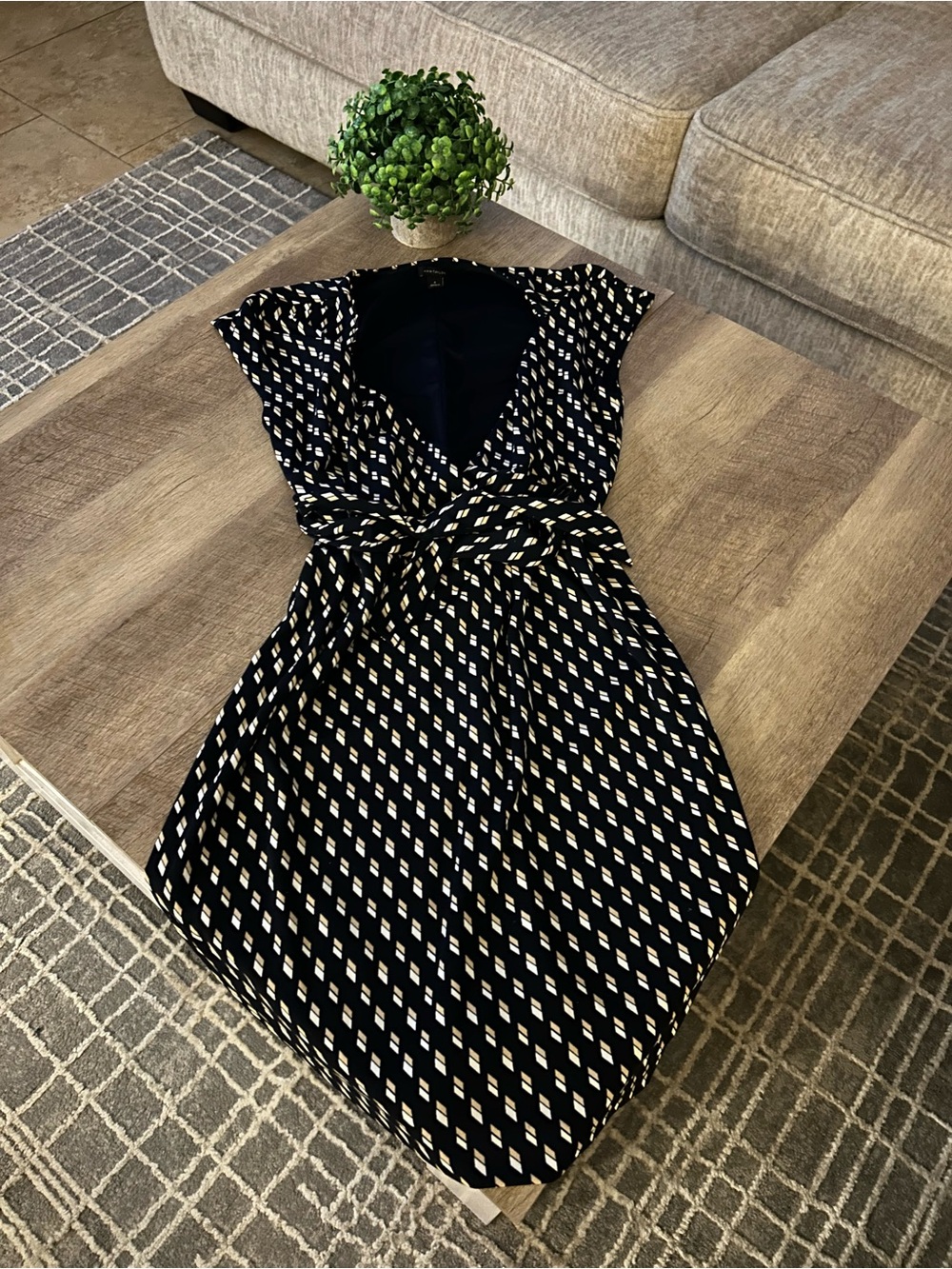 Ann Taylor Classic Black and Cream/White Wrap Dress